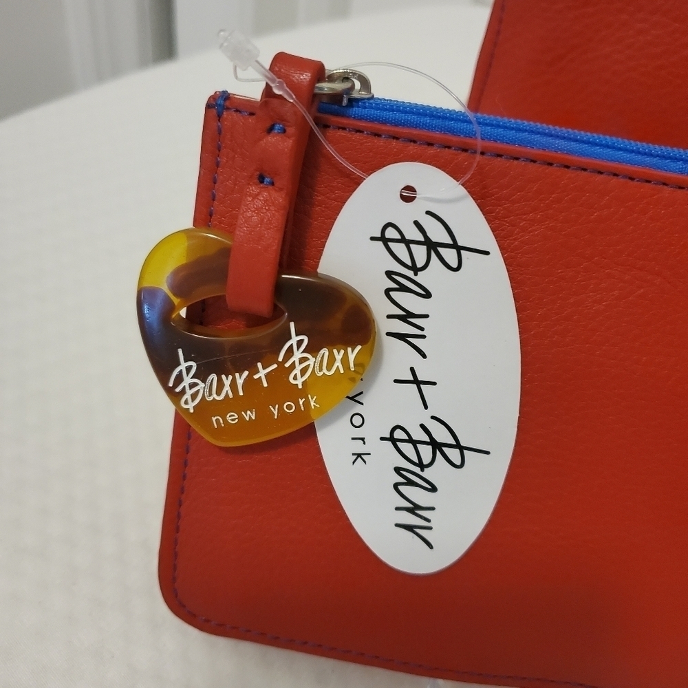NWT Barr + Barr NEW YORK Red Leather Set Of 2 Wristlets, Zip Close, Colorful - Picture 2 of 6
